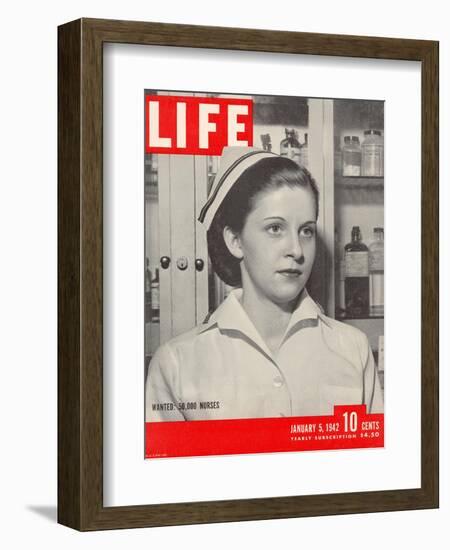 Wanted: 50,000 Nurses, Alberta Rose Krajce, Brooklyn Naval Hospital Nurse Shortage, January 5, 1942-Eliot Elisofon-Framed Photographic Print