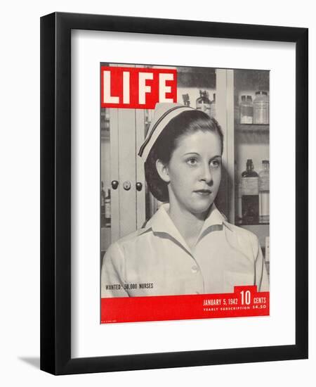 Wanted: 50,000 Nurses, Alberta Rose Krajce, Brooklyn Naval Hospital Nurse Shortage, January 5, 1942-Eliot Elisofon-Framed Photographic Print