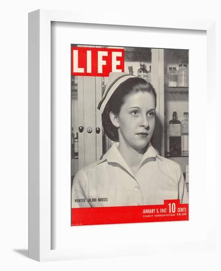 Wanted: 50,000 Nurses, Alberta Rose Krajce, Brooklyn Naval Hospital Nurse Shortage, January 5, 1942-Eliot Elisofon-Framed Photographic Print