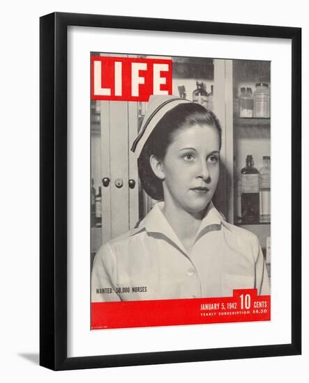 Wanted: 50,000 Nurses, Alberta Rose Krajce, Brooklyn Naval Hospital Nurse Shortage, January 5, 1942-Eliot Elisofon-Framed Photographic Print