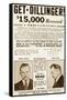 Wanted Poster for John Dillinger, Offering $15,000 for His Capture. 1934-null-Framed Stretched Canvas