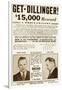 Wanted Poster for John Dillinger, Offering $15,000 for His Capture. 1934-null-Framed Art Print