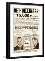 Wanted Poster for John Dillinger, Offering $15,000 for His Capture. 1934-null-Framed Art Print