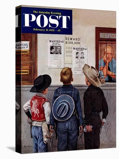 "Wanted Posters" Saturday Evening Post Cover, February 21, 1953-Stevan Dohanos-Stretched Canvas