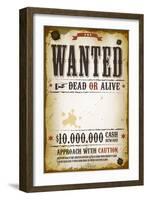 Wanted Vintage Western Poster-Benchart-Framed Art Print