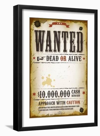 Wanted Vintage Western Poster-Benchart-Framed Art Print