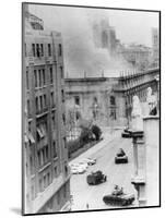 War Area with Burning Building in Chile-null-Mounted Photographic Print