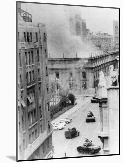 War Area with Burning Building in Chile-null-Mounted Photographic Print