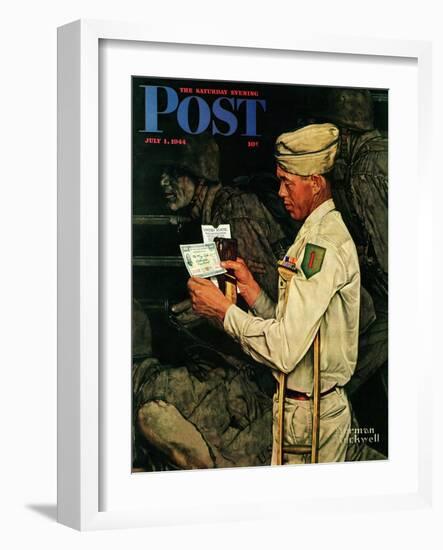 "War Bond" Saturday Evening Post Cover, July 1,1944-Norman Rockwell-Framed Giclee Print