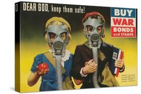 War Bonds Poster, Children in Gas Masks-null-Stretched Canvas