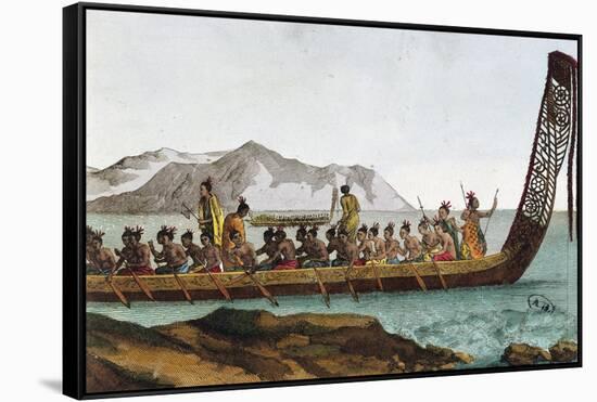 War Canoe from New Zealand, 1811, 19th Century-null-Framed Stretched Canvas