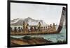 War Canoe from New Zealand, 1811, 19th Century-null-Framed Giclee Print