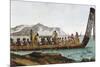 War Canoe from New Zealand, 1811, 19th Century-null-Mounted Giclee Print
