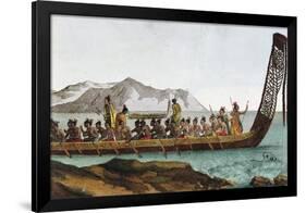 War Canoe from New Zealand, 1811, 19th Century-null-Framed Giclee Print