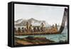 War Canoe from New Zealand, 1811, 19th Century-null-Framed Stretched Canvas