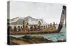 War Canoe from New Zealand, 1811, 19th Century-null-Stretched Canvas