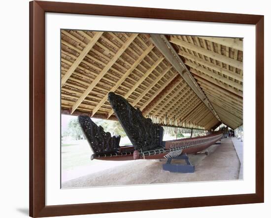 War Canoe (Ngatokimatawhaorua in Maori Language), 35M Long, 80 Rowers, Waitangi National Reserve-Jeremy Bright-Framed Photographic Print