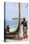 War Canoe, Solomon Islands, C1923-HJ Shepstone-Stretched Canvas
