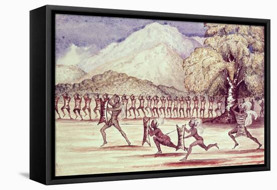 War Dance Illustration from "The Albert N'Yanza Great Basin of the Nile", 1866-Sir Samuel Baker-Framed Stretched Canvas