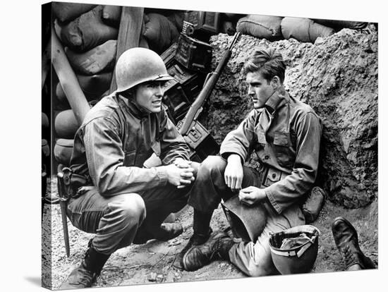 War Hunt by DenisSanders with John Saxon and Robert Redford, 1961 (b/w photo)-null-Stretched Canvas