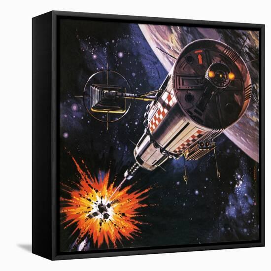 War in Outer Space, as Envisaged in 1977-Gerry Wood-Framed Stretched Canvas