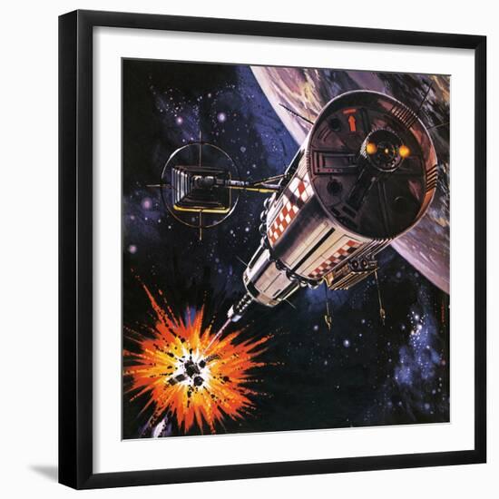 War in Outer Space, as Envisaged in 1977-Gerry Wood-Framed Giclee Print