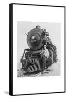 War Information Photographer Jack Delano and Train-Jack Delano-Framed Stretched Canvas