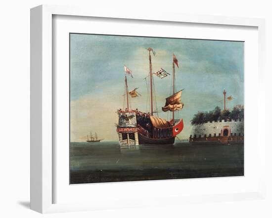 War Junks off Folly Forts in the South China Sea-null-Framed Giclee Print