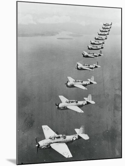War Planes Flying in Formation-null-Mounted Photographic Print