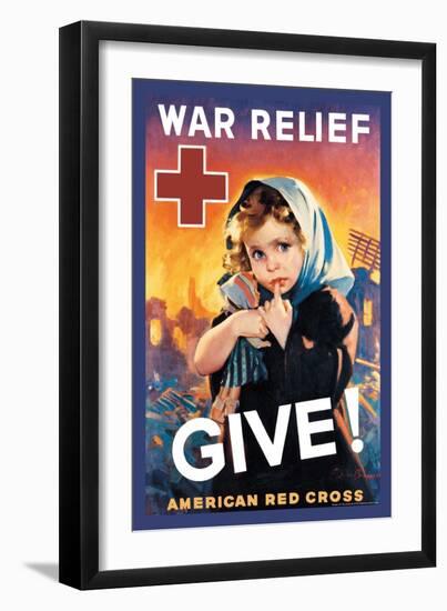 War Relief, Give!-F. Sands Brunner-Framed Art Print