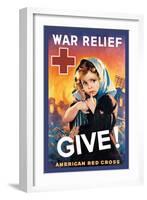 War Relief, Give!-F. Sands Brunner-Framed Art Print