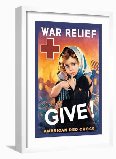 War Relief, Give!-F. Sands Brunner-Framed Art Print