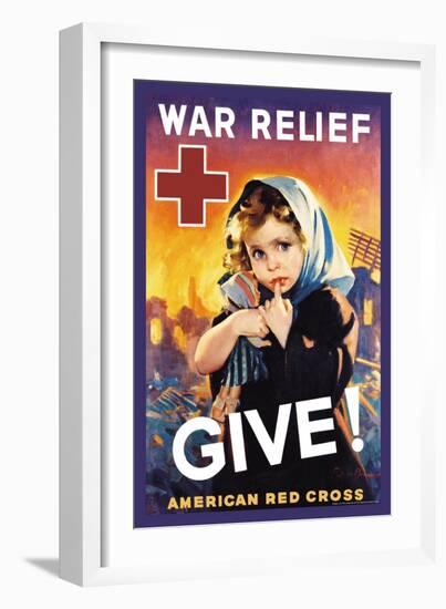 War Relief, Give!-F. Sands Brunner-Framed Art Print