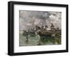 War Scene at Sea (Oil on Canvas)-Paul Emile Boutigny-Framed Giclee Print