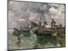 War Scene at Sea (Oil on Canvas)-Paul Emile Boutigny-Mounted Giclee Print