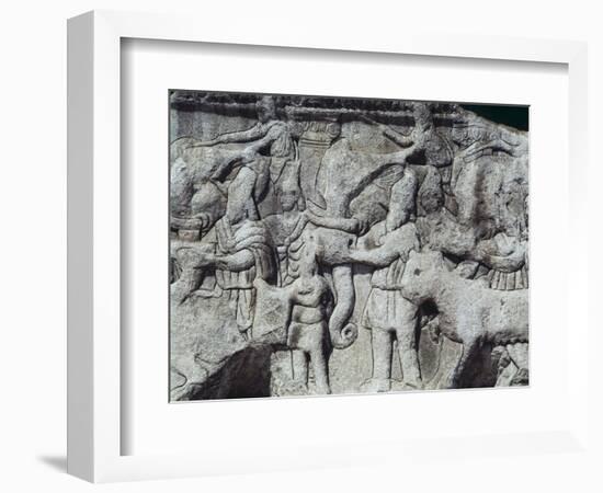 War Scene with Elephants, Detail from Relief on Arch of Galerius, Ca 297-null-Framed Giclee Print