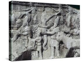 War Scene with Elephants, Detail from Relief on Arch of Galerius, Ca 297-null-Stretched Canvas