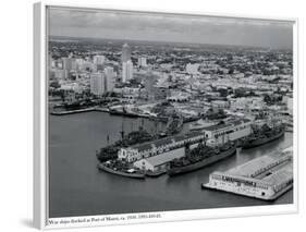 War Ships Docked at the Port of Miami, C.1950-null-Framed Photographic Print
