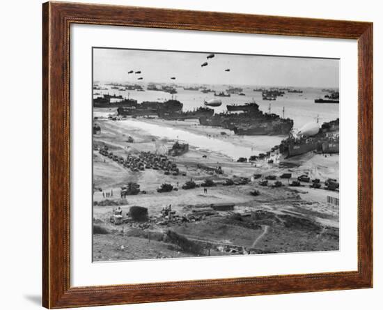 War Supply Point Scene near Beach-null-Framed Photographic Print