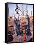 War Worker Holding Red Hot Metal Piece with Tongs at Shipyard-George Strock-Framed Stretched Canvas