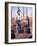 War Worker Holding Red Hot Metal Piece with Tongs at Shipyard-George Strock-Framed Photographic Print