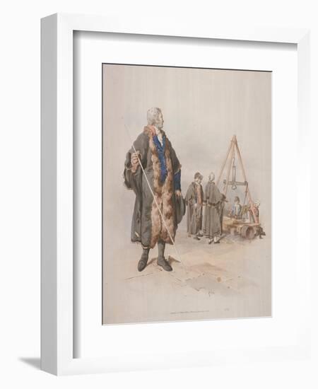 Ward Beadle in Civic Costume, Holding a Staff, at a Wardmote Inquest, 1805-William Henry Pyne-Framed Giclee Print