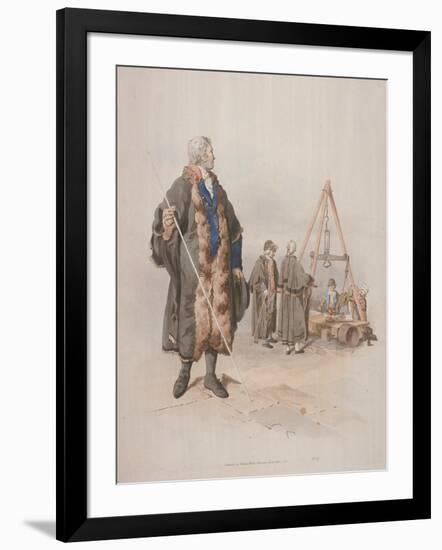 Ward Beadle in Civic Costume, Holding a Staff, at a Wardmote Inquest, 1805-William Henry Pyne-Framed Giclee Print