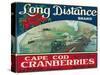 Wareham, Massachusetts, Long Distance Brand Cape Cod Cranberry Label-Lantern Press-Stretched Canvas