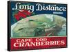 Wareham, Massachusetts, Long Distance Brand Cape Cod Cranberry Label-Lantern Press-Framed Stretched Canvas