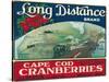 Wareham, Massachusetts, Long Distance Brand Cape Cod Cranberry Label-Lantern Press-Stretched Canvas