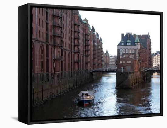 Warehouse District at Poggenmuhle, Hamburg, Germany, Europe-Hans Peter Merten-Framed Stretched Canvas