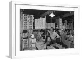 Warehouse, M. Ogi, Manager; S. Sugimoto, Manager of Co-Op; Bunkichi Hayashi-Ansel Adams-Framed Art Print