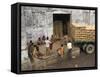 Warehouse Workers Having Rest Break at Carrit Moran & Company's Tea Warehouses at Kolkata Port-Eitan Simanor-Framed Stretched Canvas