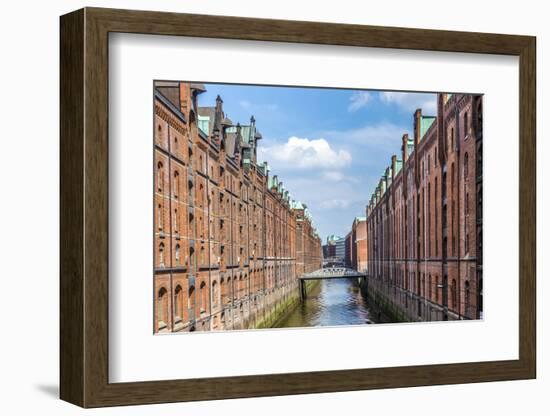 Warehouses in Speicherstadt in Hamburg, Germany-Jorg Hackemann-Framed Photographic Print